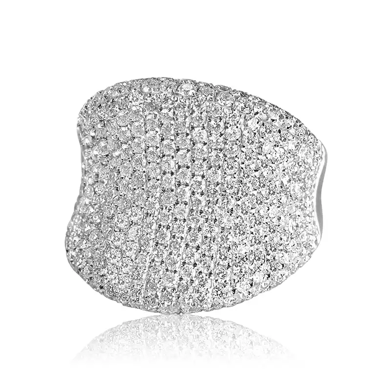 18K White Gold Diamond Pave Ring